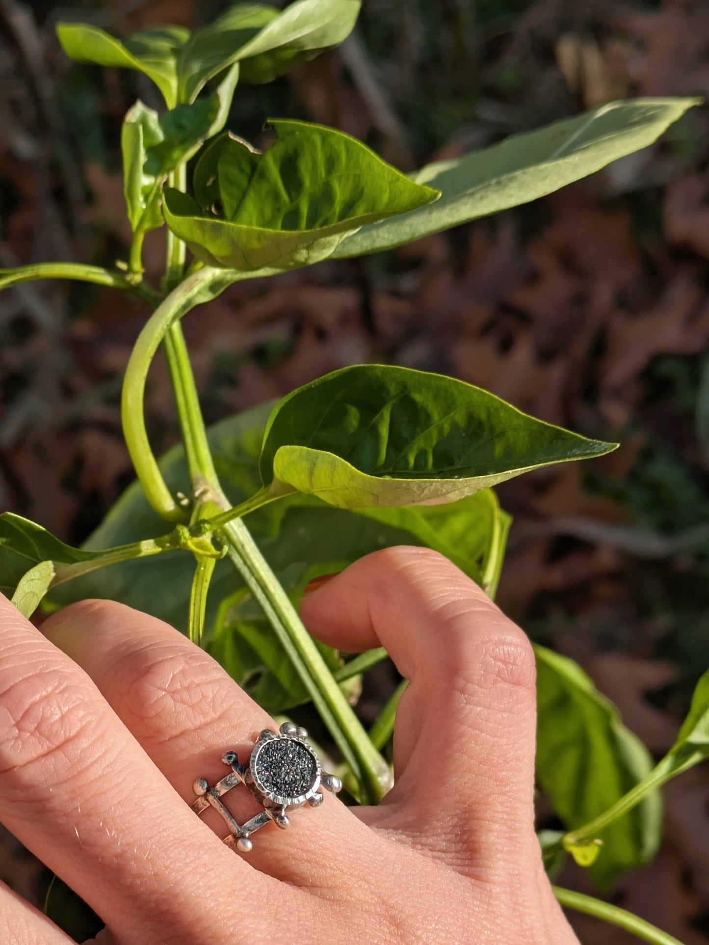 Black Druzy Quartz Ring