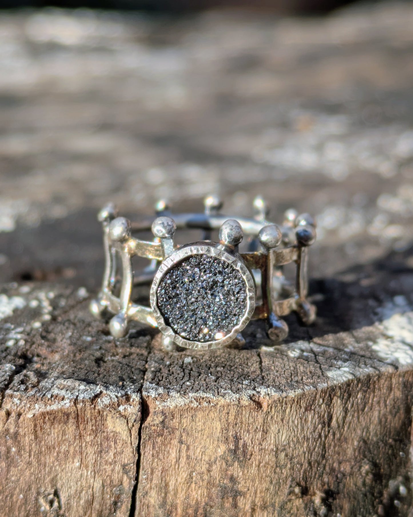 Black Druzy Quartz Ring