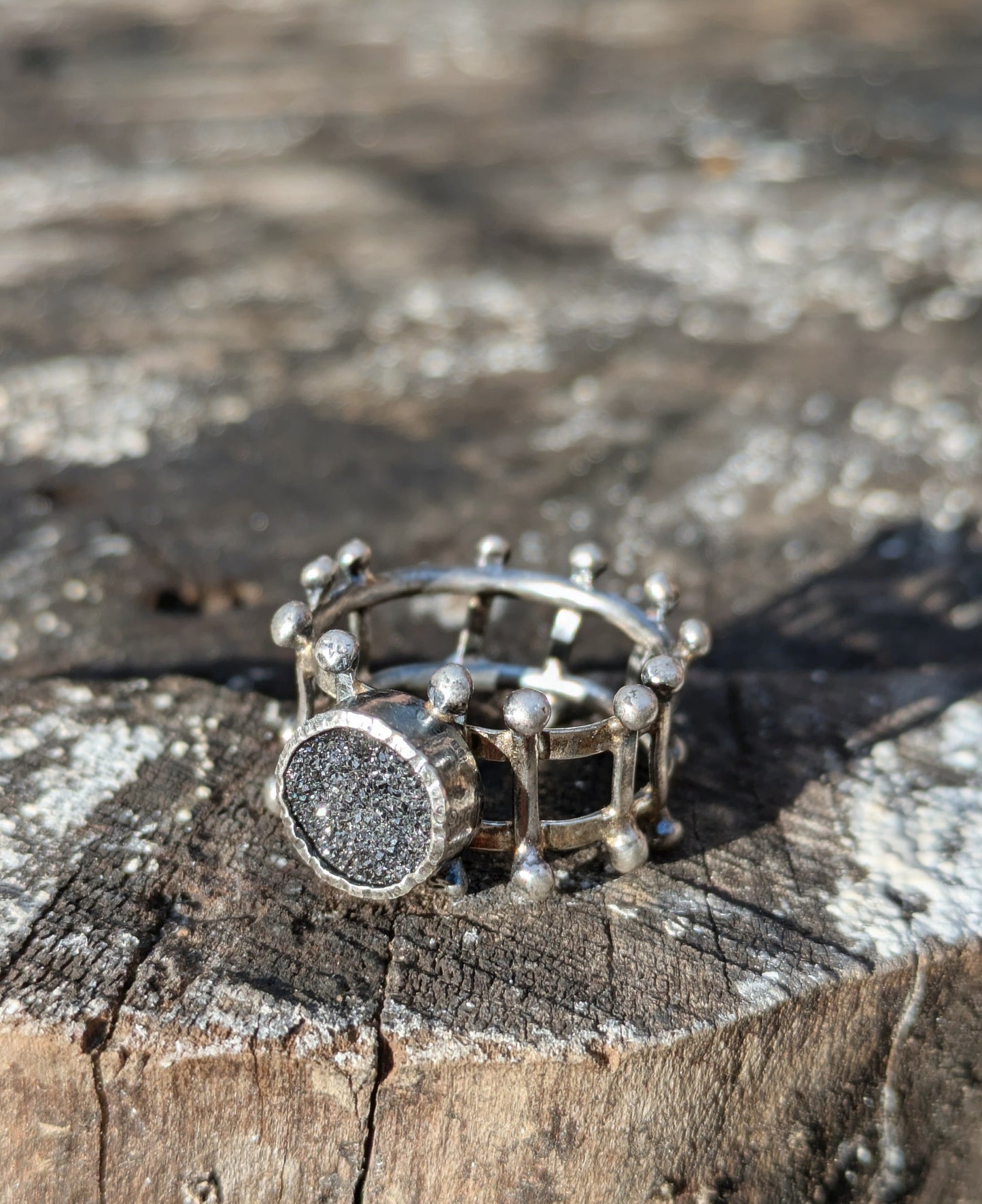 Black Druzy Quartz Ring