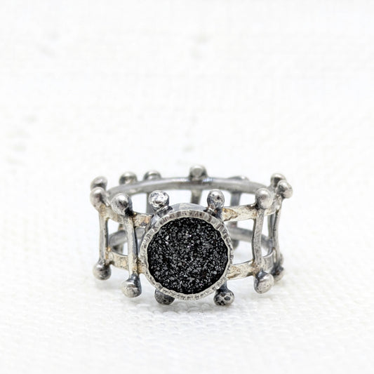 Black Druzy Quartz Ring