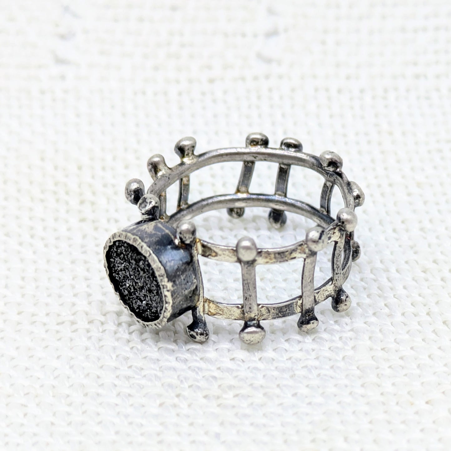 Black Druzy Quartz Ring